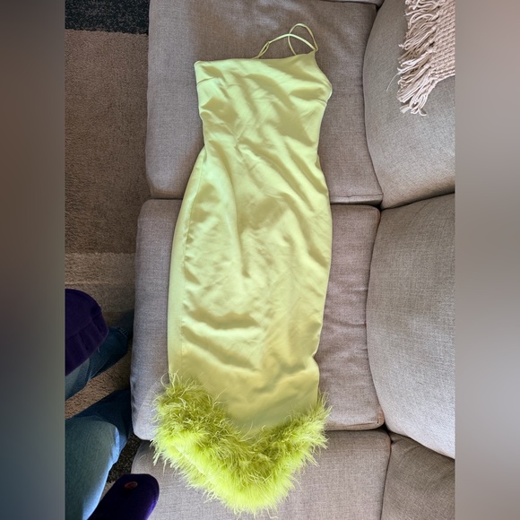 House of CB Lime Feather Trim Midi Dress - Picture 4 of 7
